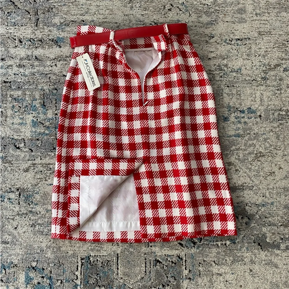 Vintage 80's red and white gingham skirt - Picture 4 of 8